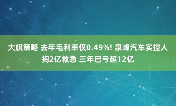 大旗策略 去年毛利率仅0.49%! 泉峰汽车实控人掏2亿救急 三年已亏超12亿